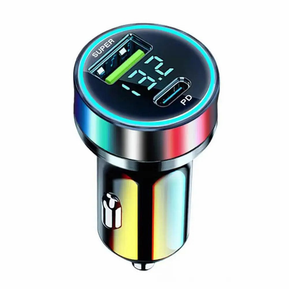 D3-PD Digital Display 120W Car Charger USB+Type-C Charging Adapter with 6A USB to Type-C Cable D3-PD Digital Display 120W Car Charger USB+Type-C Charging Adapter with 6A USB to Type-C Cable